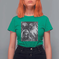 Funny Graphic Bigfoot Selfie with UFOs Weird T Shirt For Women - Wonder Print Shop