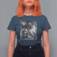 Funny Graphic Bigfoot Selfie with UFOs Weird T Shirt For Women - Wonder Print Shop