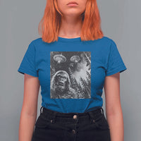 Funny Graphic Bigfoot Selfie with UFOs Weird T Shirt For Women - Wonder Print Shop