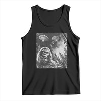 Funny Graphic Bigfoot Selfie with UFOs Weird Tank Top
