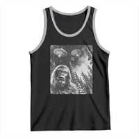 Funny Graphic Bigfoot Selfie with UFOs Weird Tank Top