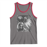 Funny Graphic Bigfoot Selfie with UFOs Weird Tank Top