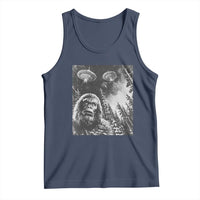 Funny Graphic Bigfoot Selfie with UFOs Weird Tank Top