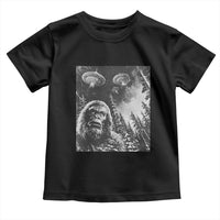 Funny Graphic Bigfoot Selfie with UFOs Weird Toddler T Shirt