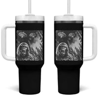 Funny Graphic Bigfoot Selfie with UFOs Weird Tumbler With Handle