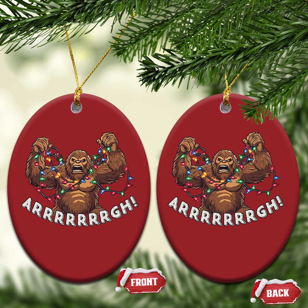 Bigfoot Xmas Christmas Ornament Winter Yeti Sasquatch Loves Xmas Tree Lights - Wonder Print Shop