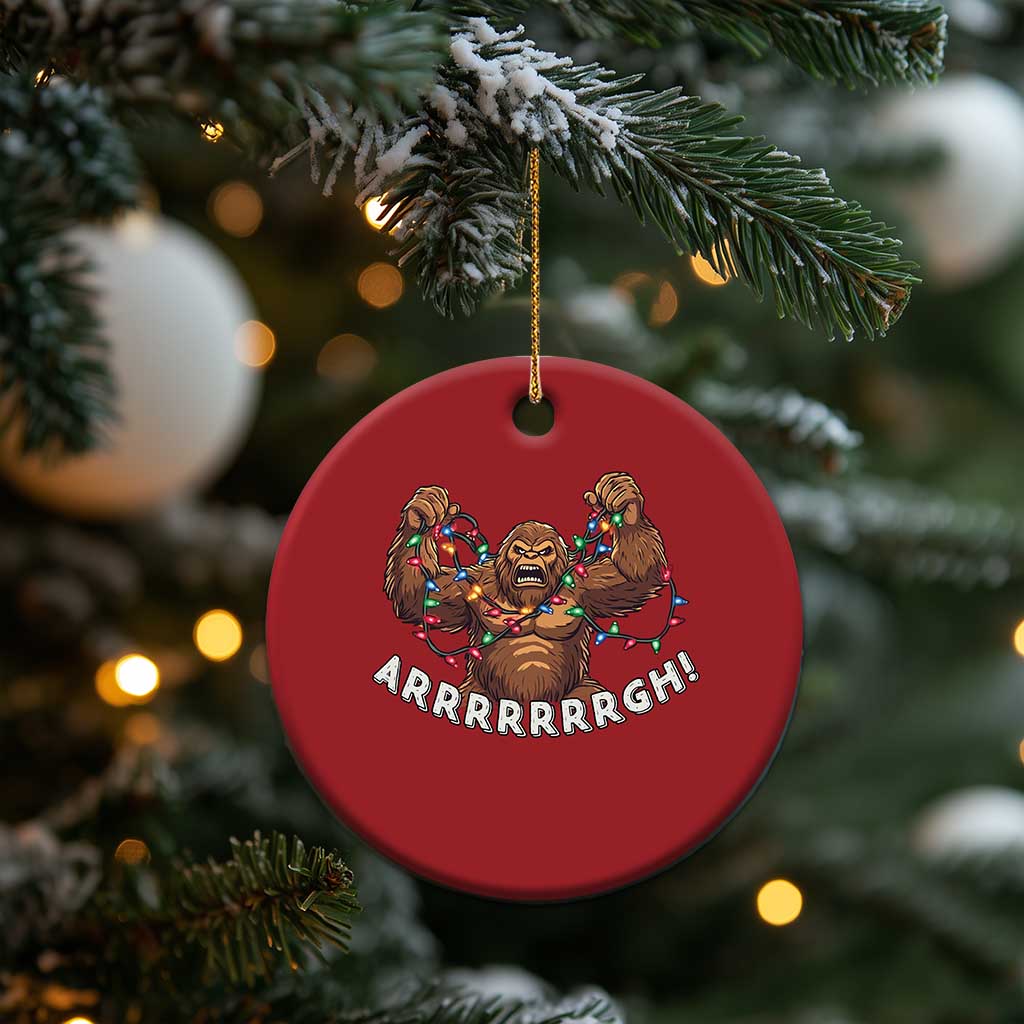 Bigfoot Xmas Christmas Ornament Winter Yeti Sasquatch Loves Xmas Tree Lights - Wonder Print Shop