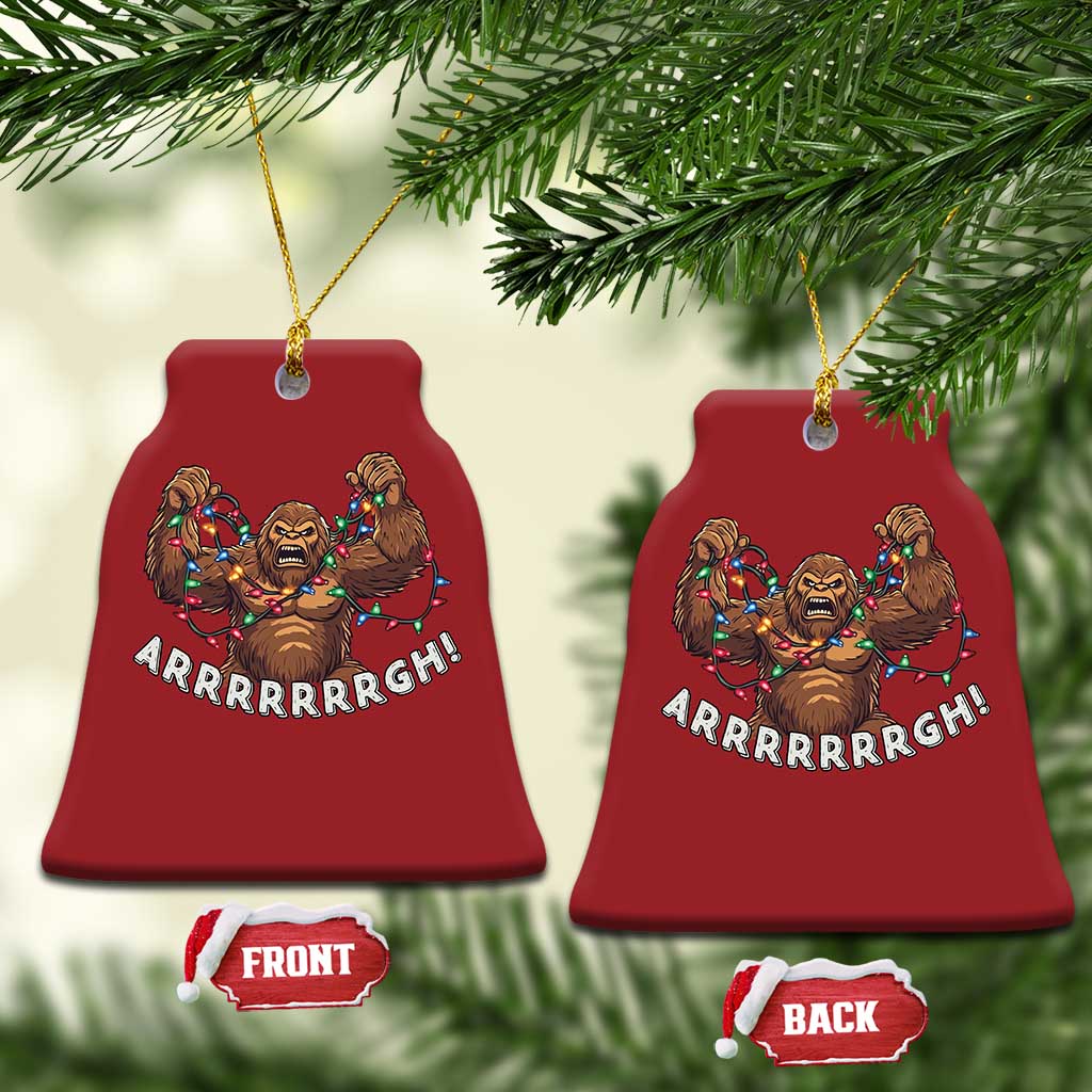 Bigfoot Xmas Christmas Ornament Winter Yeti Sasquatch Loves Xmas Tree Lights - Wonder Print Shop