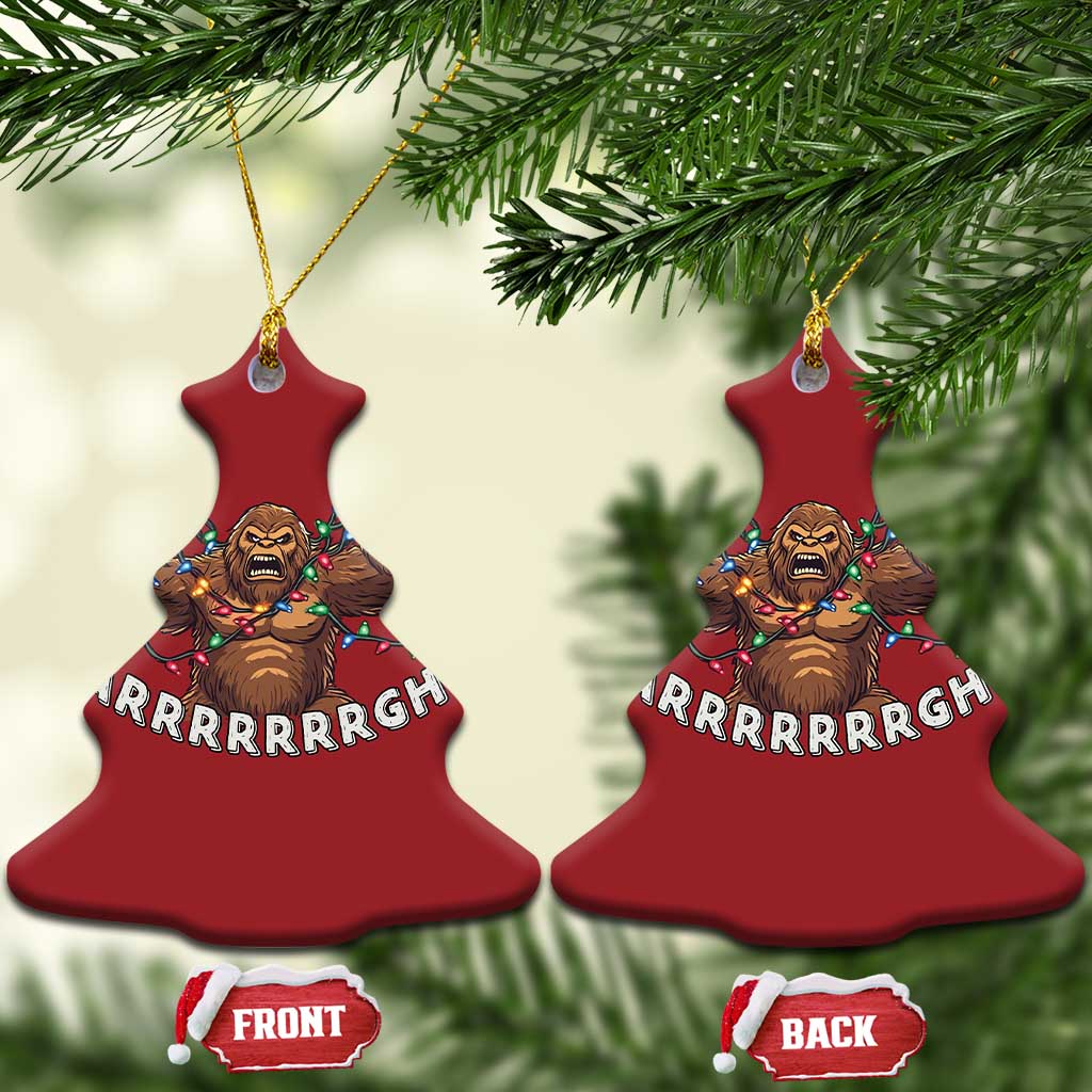 Bigfoot Xmas Christmas Ornament Winter Yeti Sasquatch Loves Xmas Tree Lights - Wonder Print Shop
