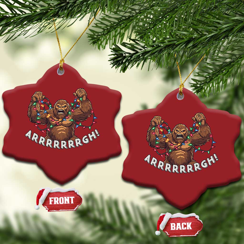 Bigfoot Xmas Christmas Ornament Winter Yeti Sasquatch Loves Xmas Tree Lights - Wonder Print Shop
