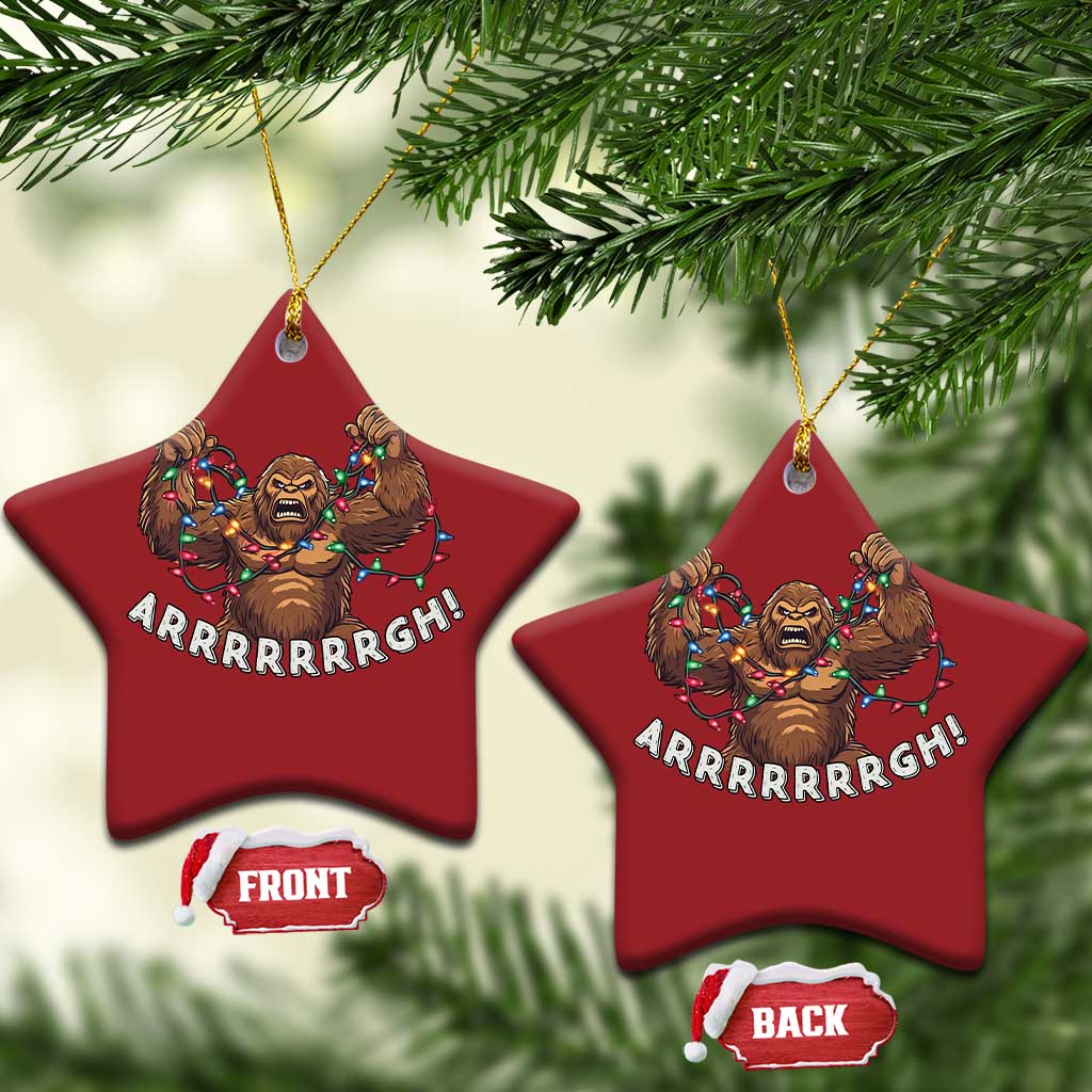 Bigfoot Xmas Christmas Ornament Winter Yeti Sasquatch Loves Xmas Tree Lights - Wonder Print Shop