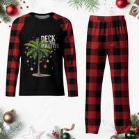Hawaiian Christmas Plaid Pajama Set Deck The Palms Christmas Palm Tree Beach Family Vacation - Wonder Print Shop
