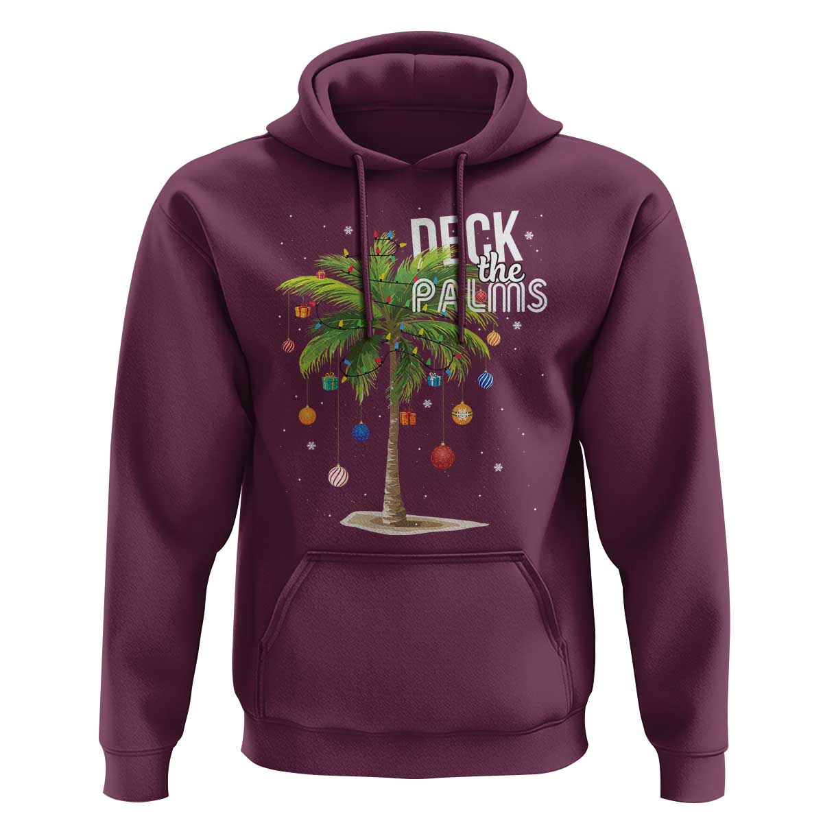 Hawaiian Christmas Hoodie Deck The Palms Christmas Palm Tree Beach Family Vacation