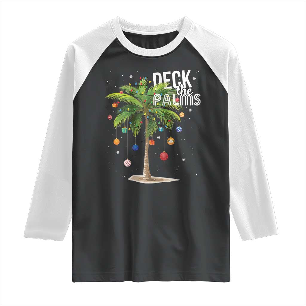 Hawaiian Christmas Raglan Shirt Deck The Palms Christmas Palm Tree Beach Family Vacation