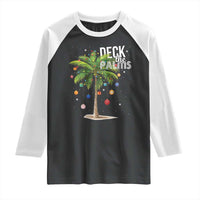 Hawaiian Christmas Raglan Shirt Deck The Palms Christmas Palm Tree Beach Family Vacation
