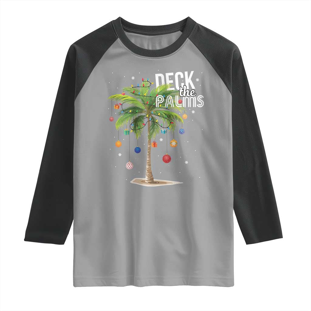 Hawaiian Christmas Raglan Shirt Deck The Palms Christmas Palm Tree Beach Family Vacation