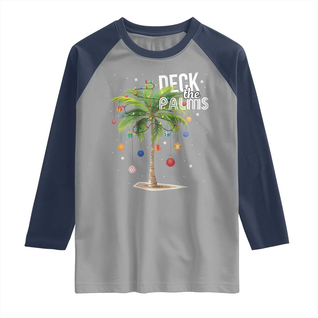 Hawaiian Christmas Raglan Shirt Deck The Palms Christmas Palm Tree Beach Family Vacation