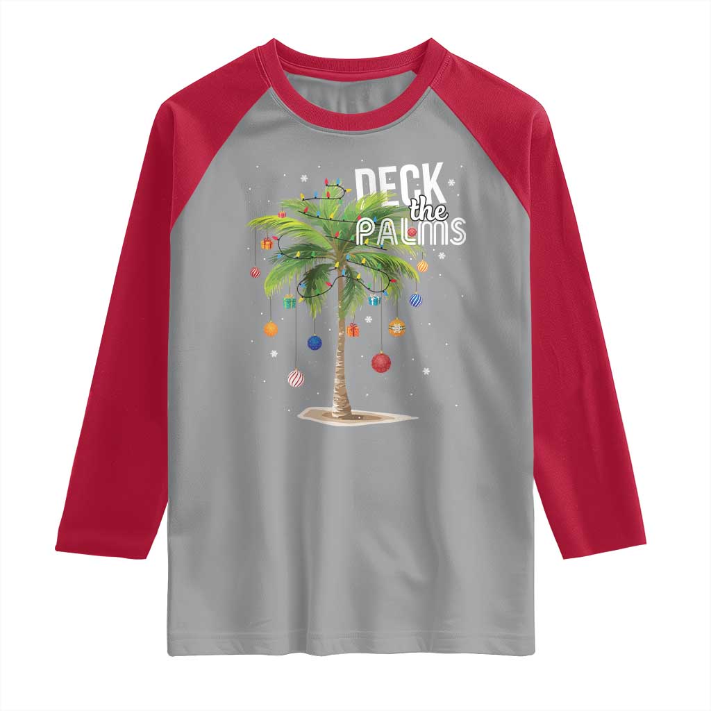 Hawaiian Christmas Raglan Shirt Deck The Palms Christmas Palm Tree Beach Family Vacation