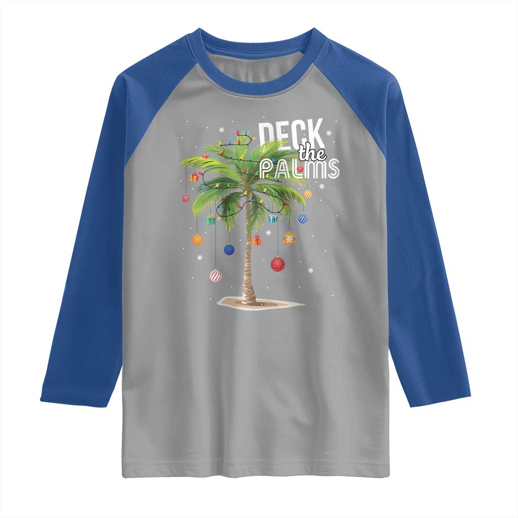 Hawaiian Christmas Raglan Shirt Deck The Palms Christmas Palm Tree Beach Family Vacation