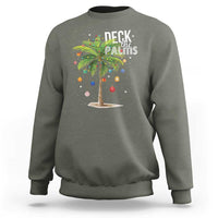 Hawaiian Christmas Sweatshirt Deck The Palms Christmas Palm Tree Beach Family Vacation - Wonder Print Shop