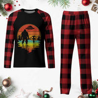 Funny Bigfoot Christmas Plaid Pajama Set Believe Bigfoot Alien Santa Hat Sasquatch Loves - Wonder Print Shop