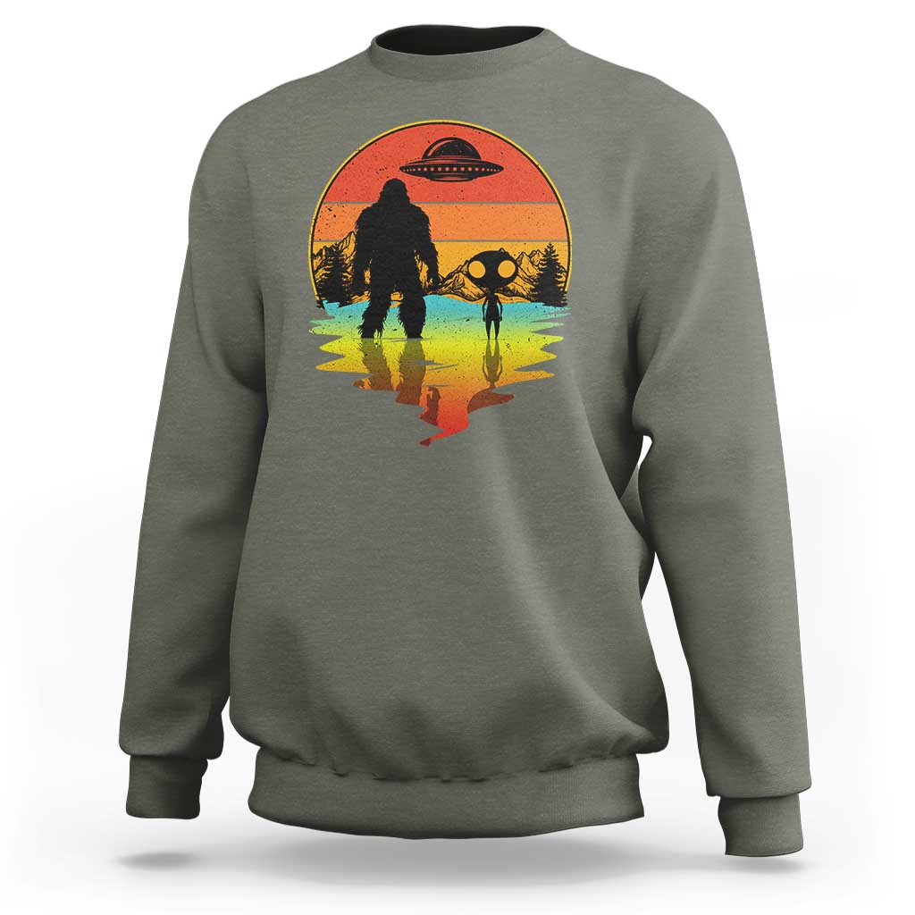 Funny Bigfoot Christmas Sweatshirt Believe Bigfoot Alien Santa Hat Sasquatch Loves - Wonder Print Shop