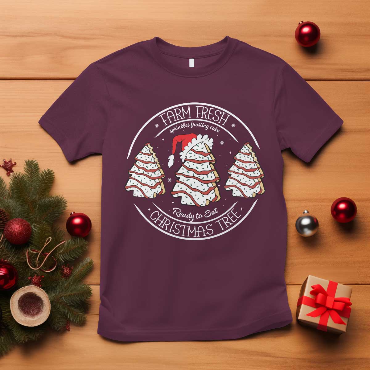 Farm Fresh Christmas Tree T Shirt Tree Cake Holiday Baking Crew - Wonder Print Shop