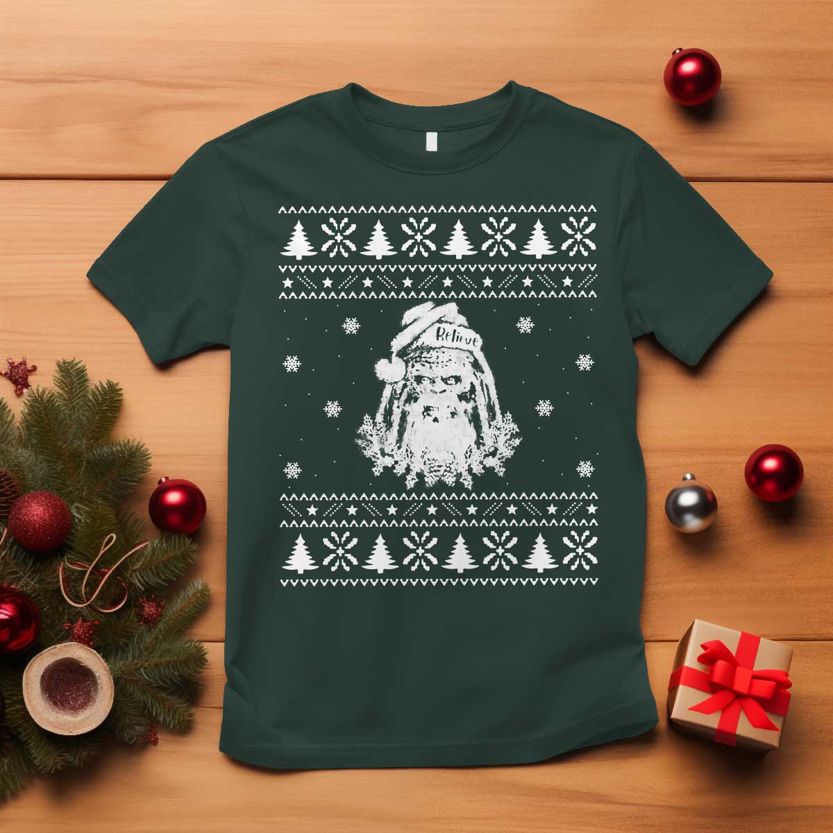 Bigfoot Santa Claus T Shirt Funny Ugly Xmas Sasquatch Lovers - Wonder Print Shop