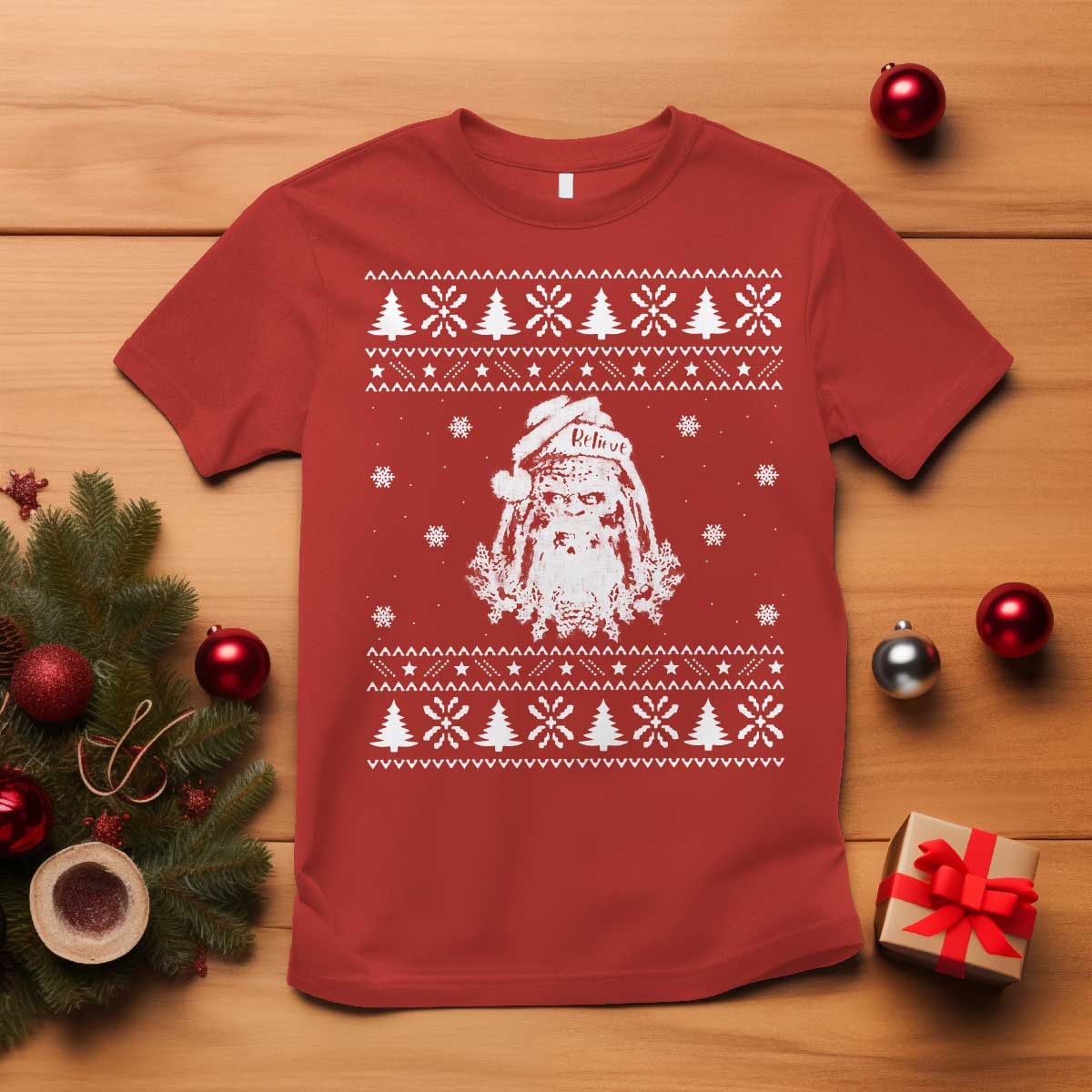 Bigfoot Santa Claus T Shirt Funny Ugly Xmas Sasquatch Lovers - Wonder Print Shop