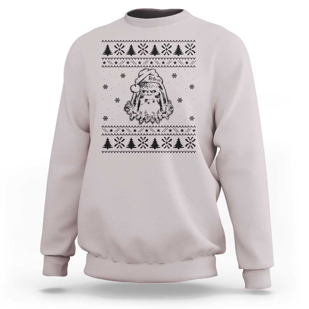 Bigfoot Santa Claus Sweatshirt Sasquatch Lovers Funny Xmas Ugly - Wonder Print Shop