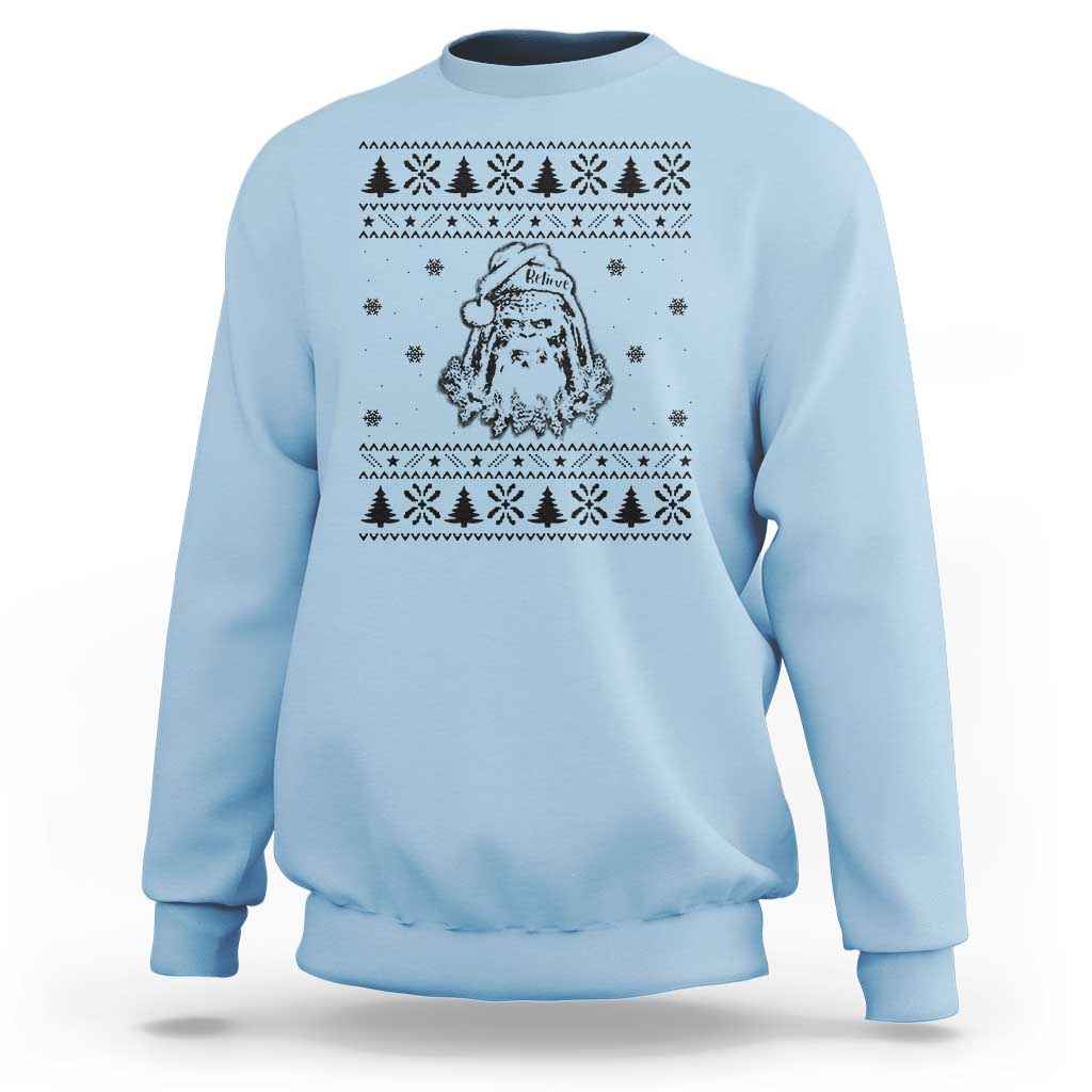 Bigfoot Santa Claus Sweatshirt Sasquatch Lovers Funny Xmas Ugly - Wonder Print Shop