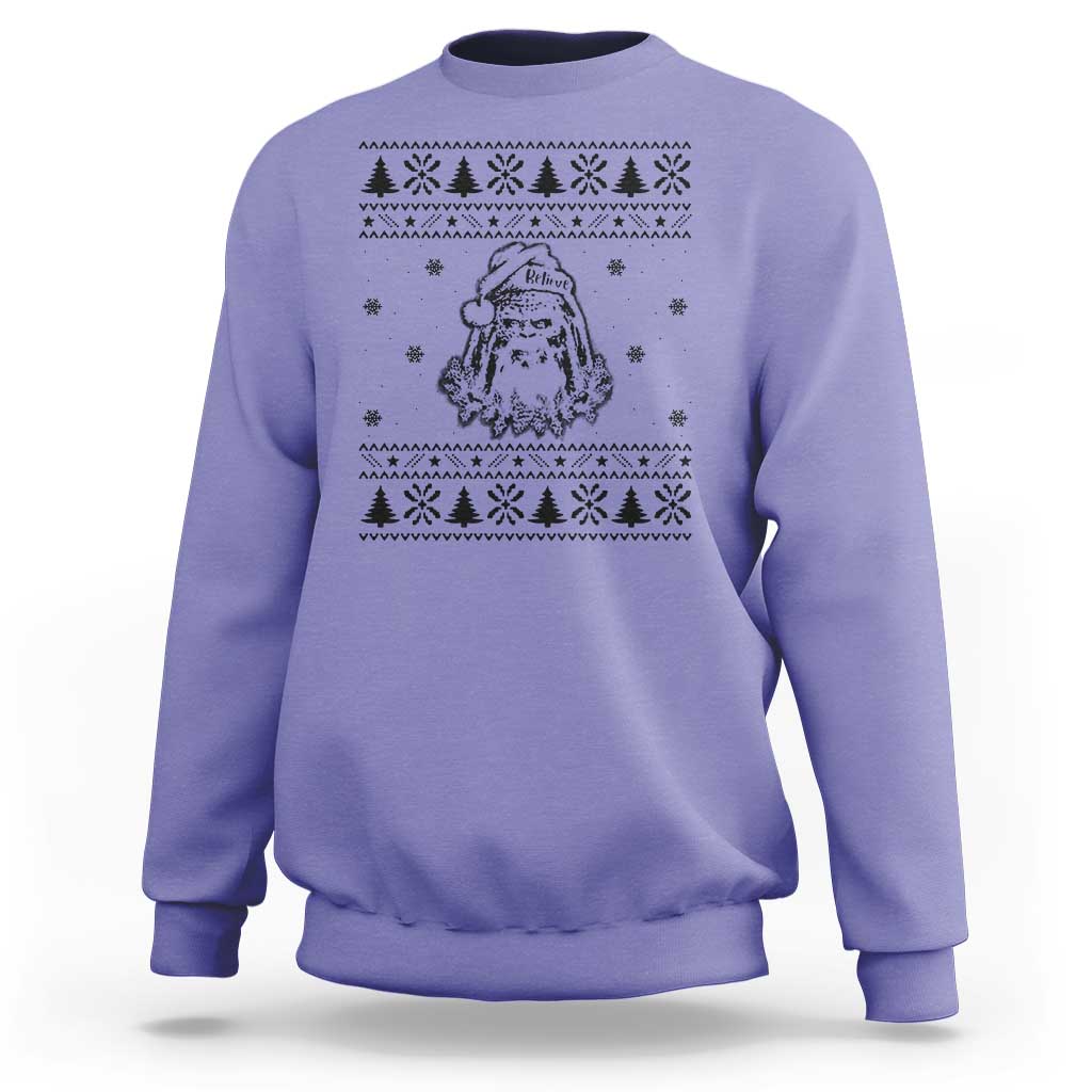 Bigfoot Santa Claus Sweatshirt Sasquatch Lovers Funny Xmas Ugly - Wonder Print Shop