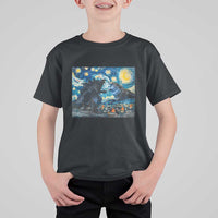 Godzilla Versus Moo Deng T Shirt For Kid Vintage Van Gogh Starry Night - Wonder Print Shop