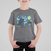 Godzilla Versus Moo Deng T Shirt For Kid Vintage Van Gogh Starry Night - Wonder Print Shop