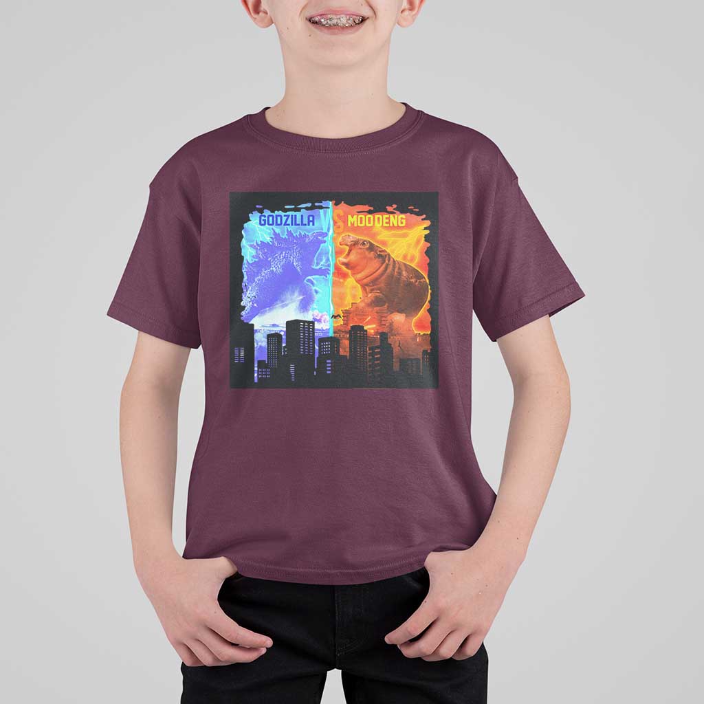 Godzilla Versus Moo Deng T Shirt For Kid - Wonder Print Shop