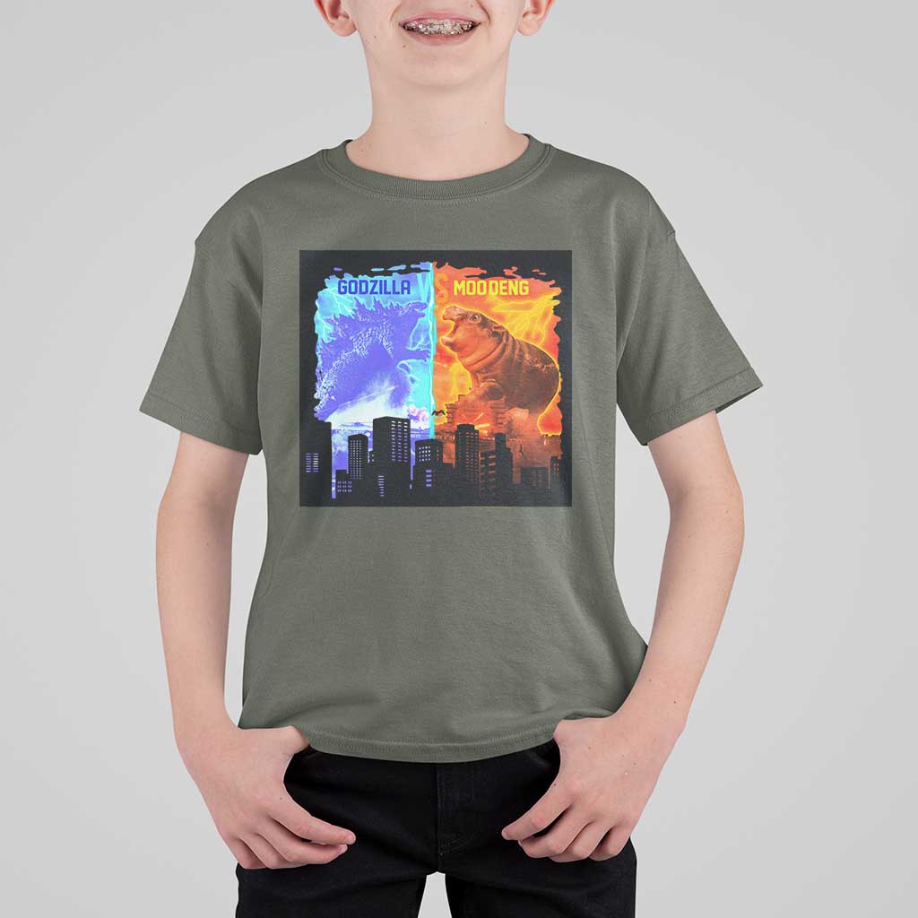 Godzilla Versus Moo Deng T Shirt For Kid - Wonder Print Shop