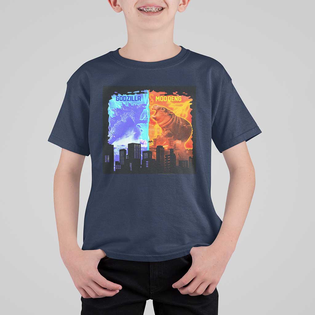 Godzilla Versus Moo Deng T Shirt For Kid - Wonder Print Shop