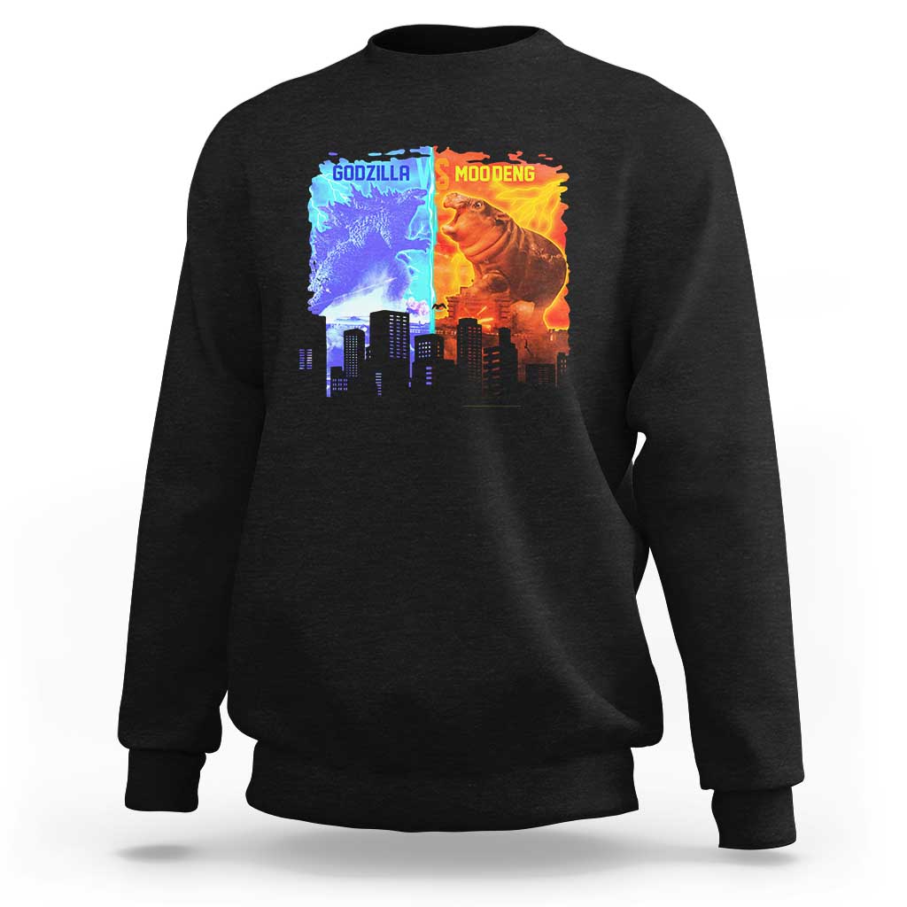 Godzilla Versus Moo Deng Sweatshirt - Wonder Print Shop
