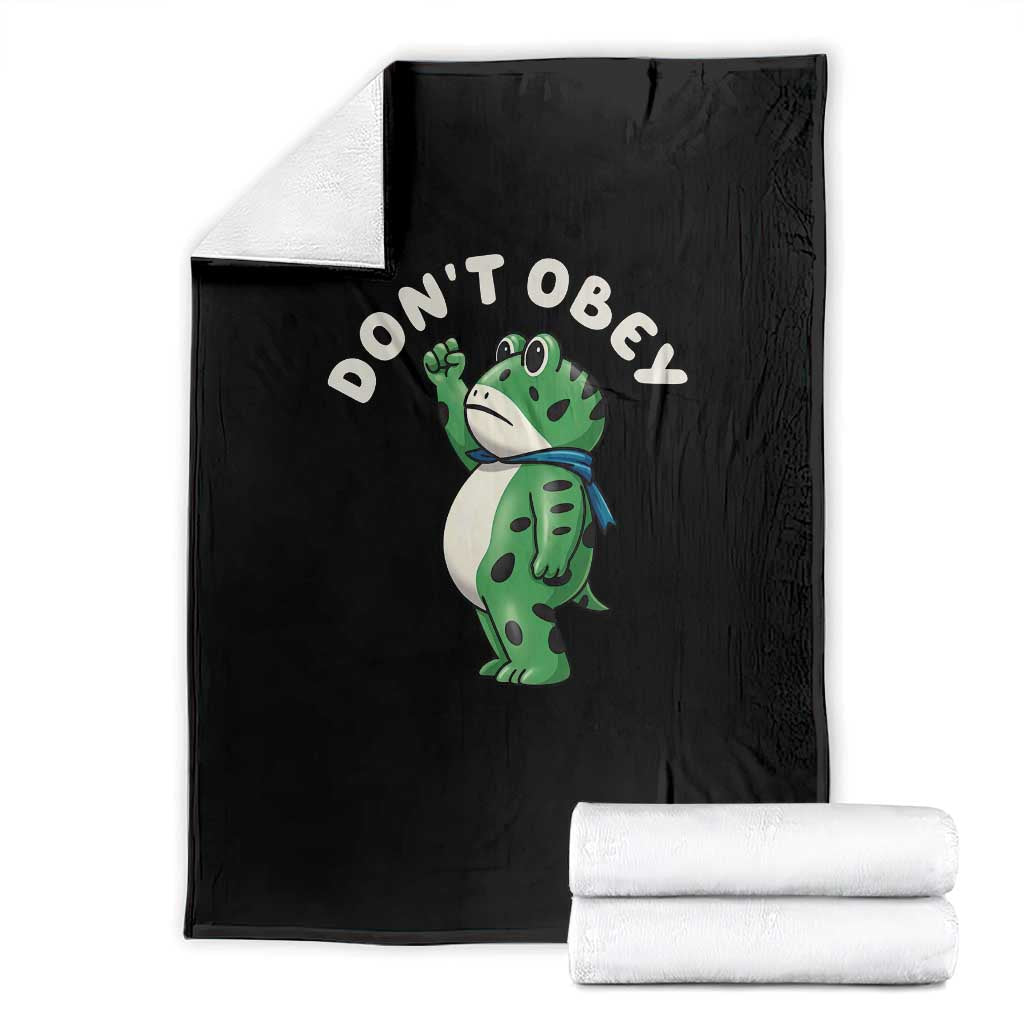 Portland Frog Throw Blanket Don't Obey Inflatable Costume Protest - Wonder Print Shop