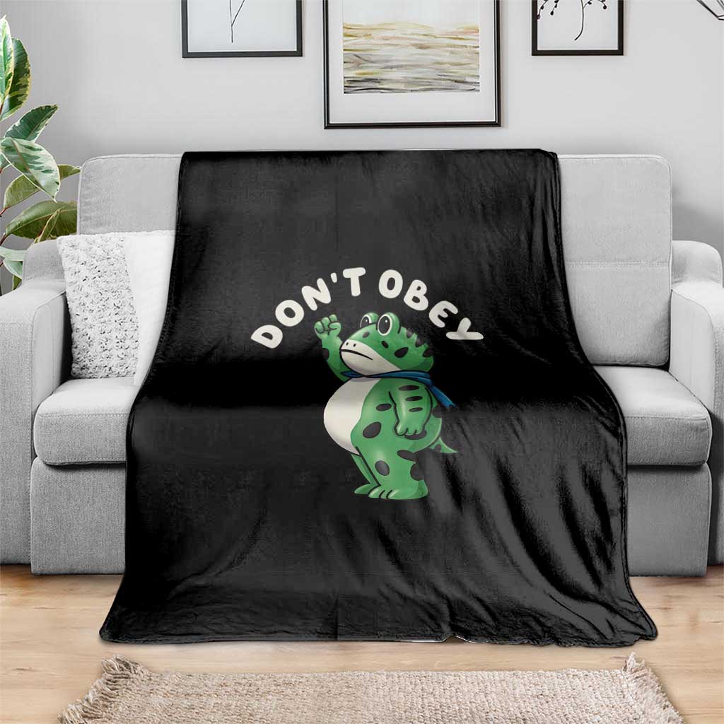Portland Frog Throw Blanket Don't Obey Inflatable Costume Protest - Wonder Print Shop