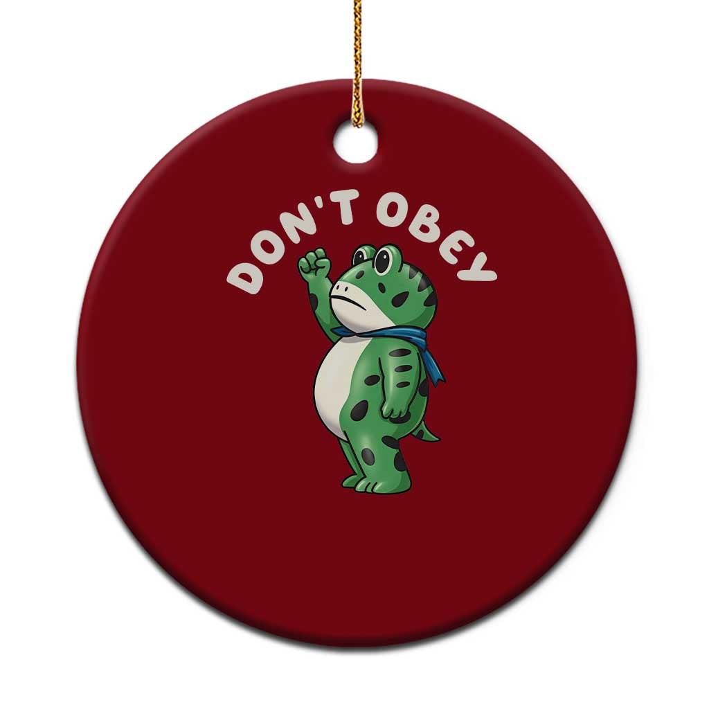 Portland Frog Ceramic Ornament Don't Obey Inflatable Costume Protest - Wonder Print Shop