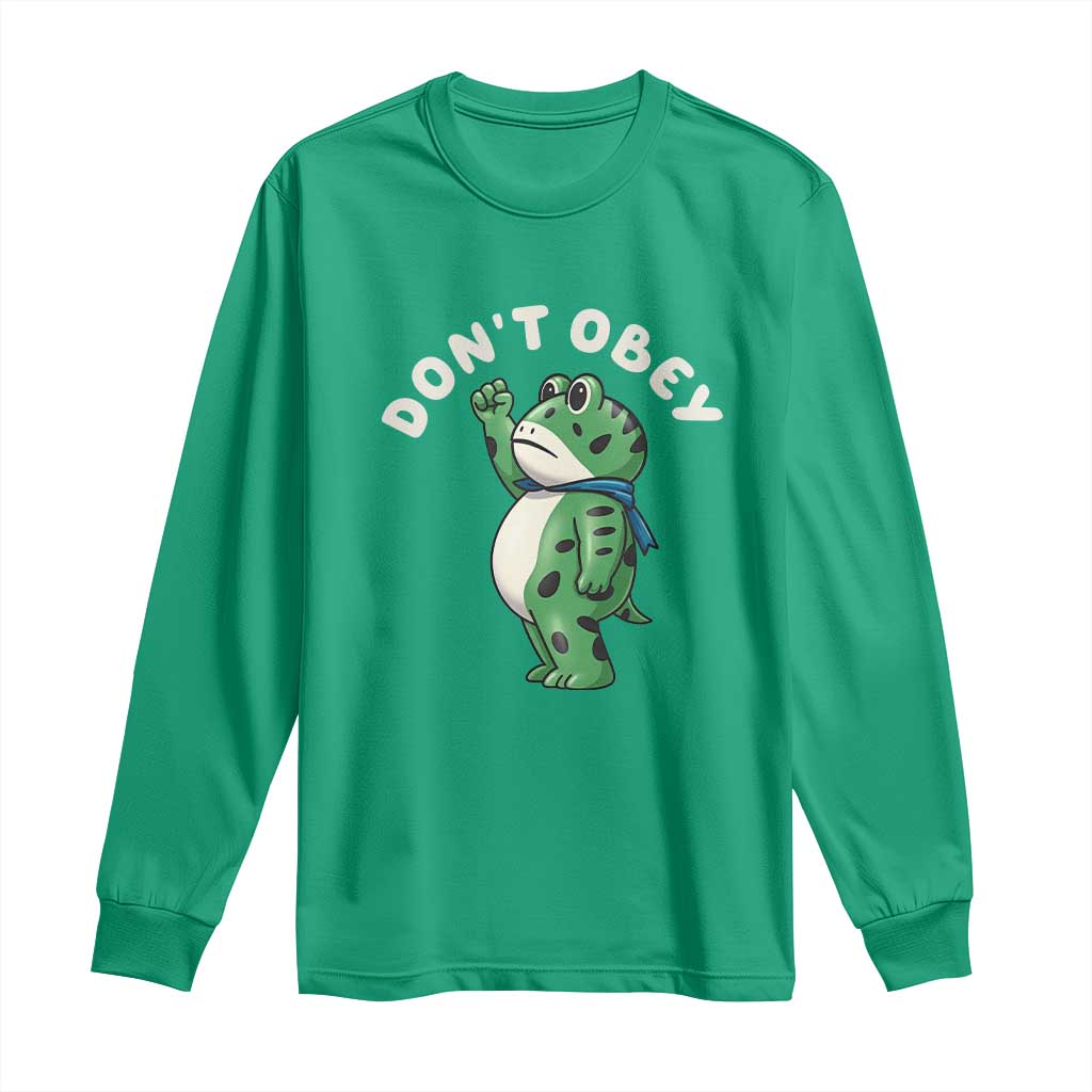 Portland Frog Long Sleeve Shirt Don't Obey Inflatable Costume Protest - Wonder Print Shop