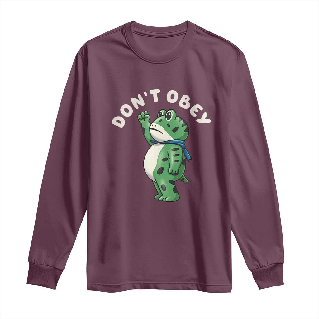 Portland Frog Long Sleeve Shirt Don't Obey Inflatable Costume Protest - Wonder Print Shop