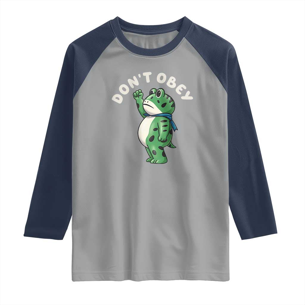 Portland Frog Raglan Shirt Don't Obey Inflatable Costume Protest - Wonder Print Shop