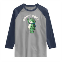 Portland Frog Raglan Shirt Don't Obey Inflatable Costume Protest - Wonder Print Shop