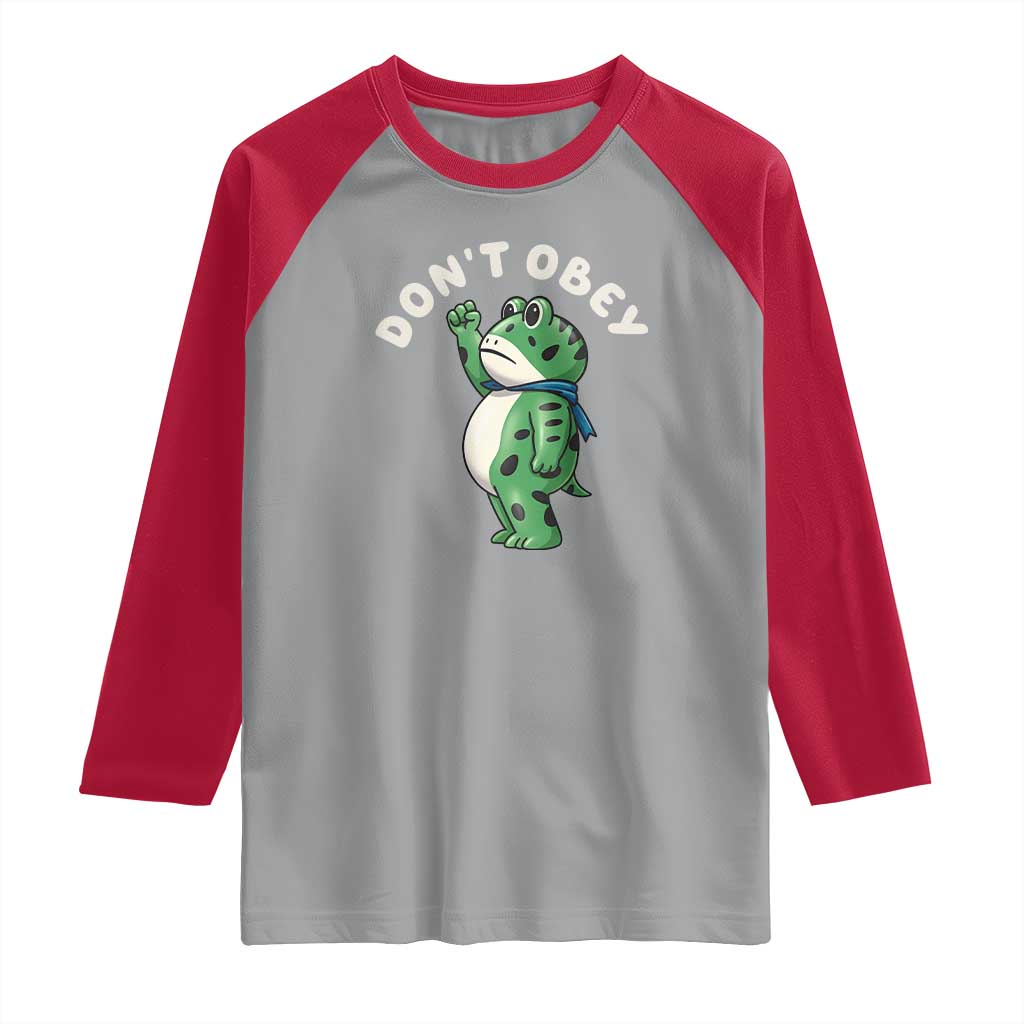 Portland Frog Raglan Shirt Don't Obey Inflatable Costume Protest - Wonder Print Shop