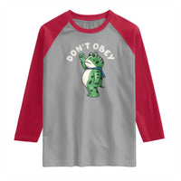Portland Frog Raglan Shirt Don't Obey Inflatable Costume Protest - Wonder Print Shop
