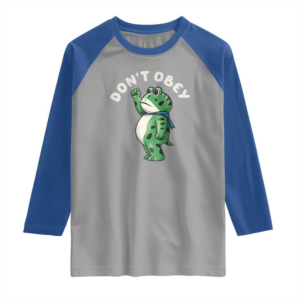 Portland Frog Raglan Shirt Don't Obey Inflatable Costume Protest - Wonder Print Shop