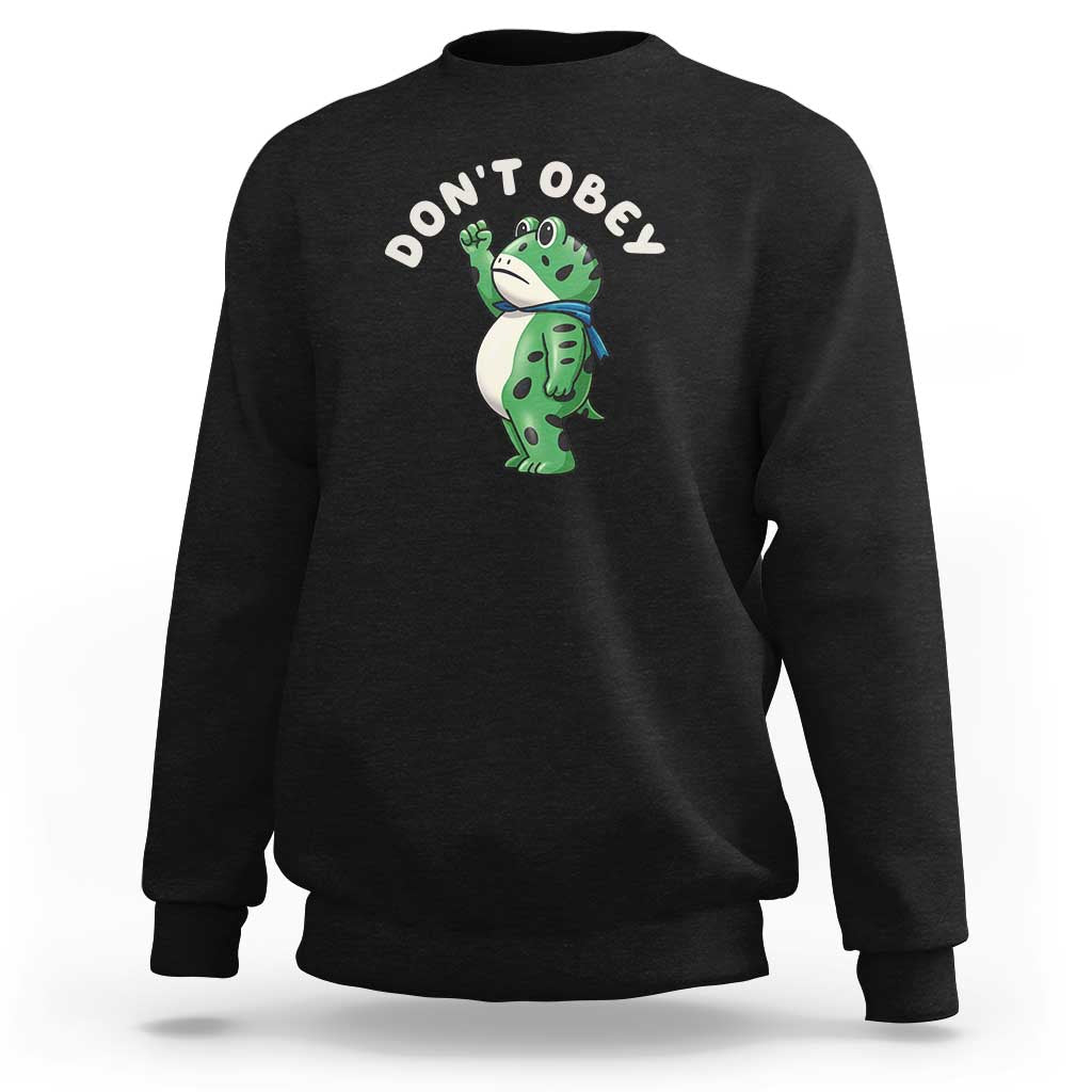 Portland Frog Sweatshirt Don't Obey Inflatable Costume Protest - Wonder Print Shop