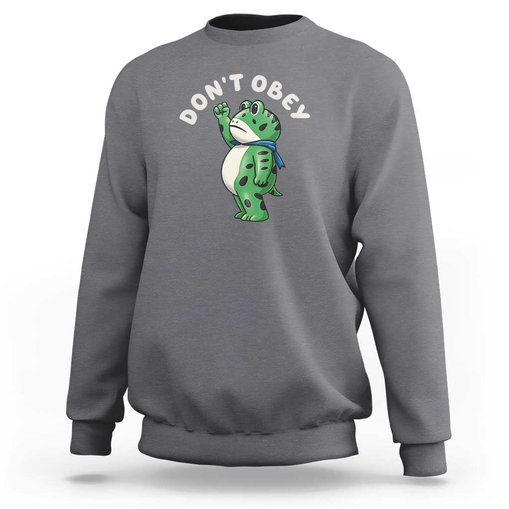 Portland Frog Sweatshirt Don't Obey Inflatable Costume Protest - Wonder Print Shop